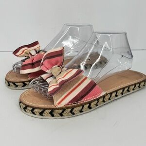 KATE SPADE Idalah Stripe Bow Espadrille Sandals Slides Slip On Shoes Size 9